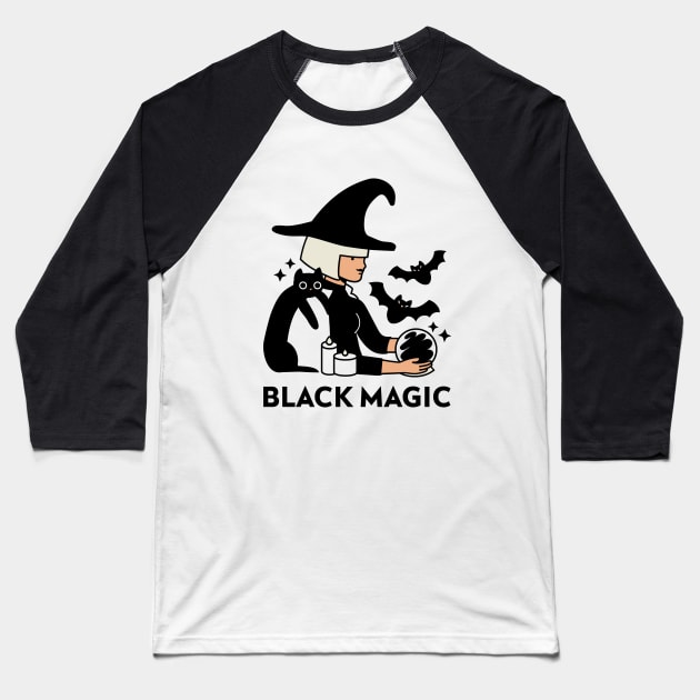 Black Magic Baseball T-Shirt by Plush Tee